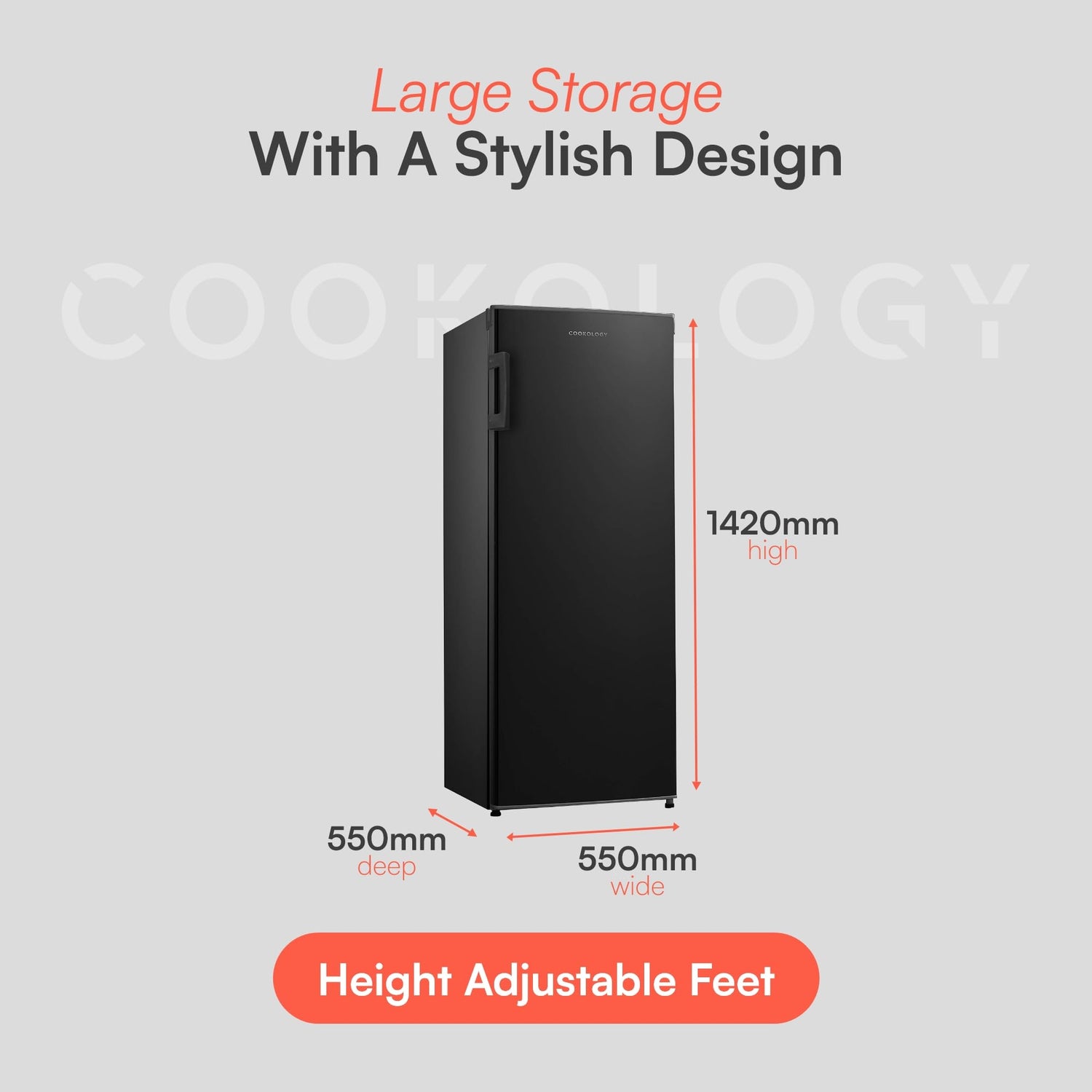 Cookology CTFZ160BK Tall Freestanding Freezer - Upright Freezer with 160 Litre Capacity
