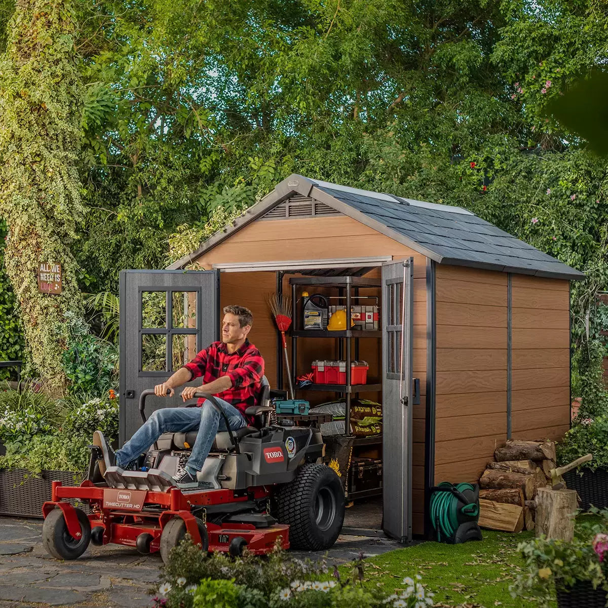 Keter Newton 7 x 9ft Double Door Outdoor Apex Plastic Garden Shed
