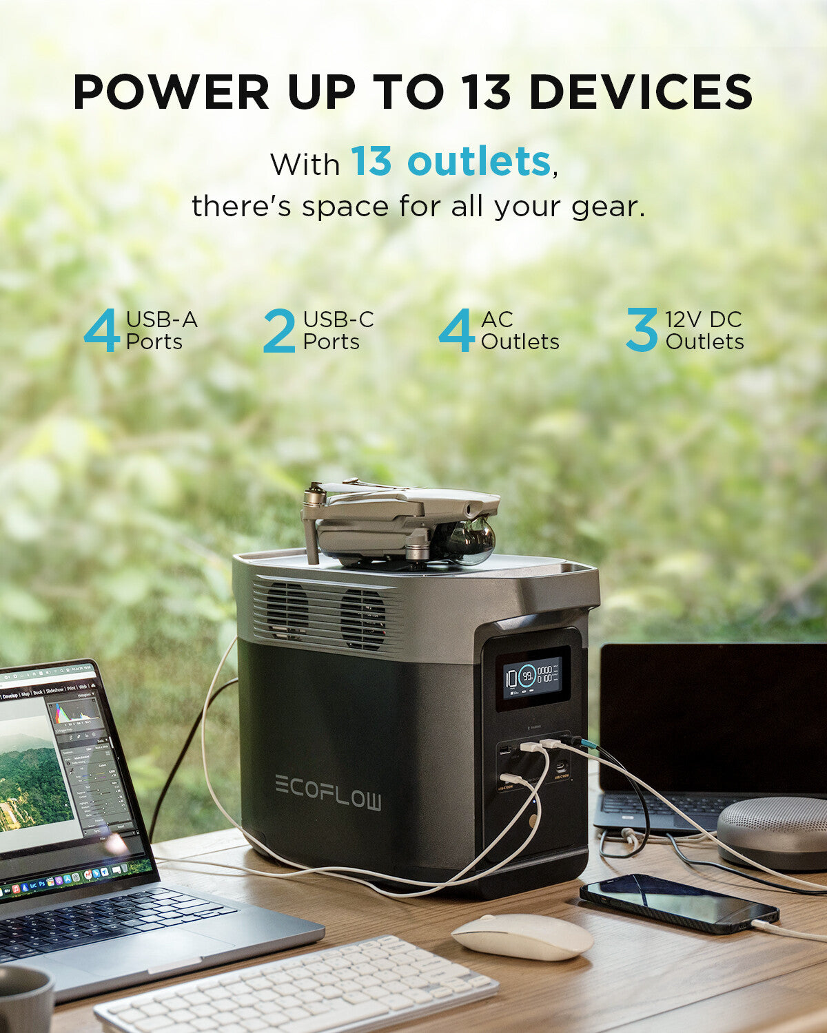 ECOFLOW DELTA 2 Portable Power Station 1024Wh LiFePO4 Battery Solar Generator
