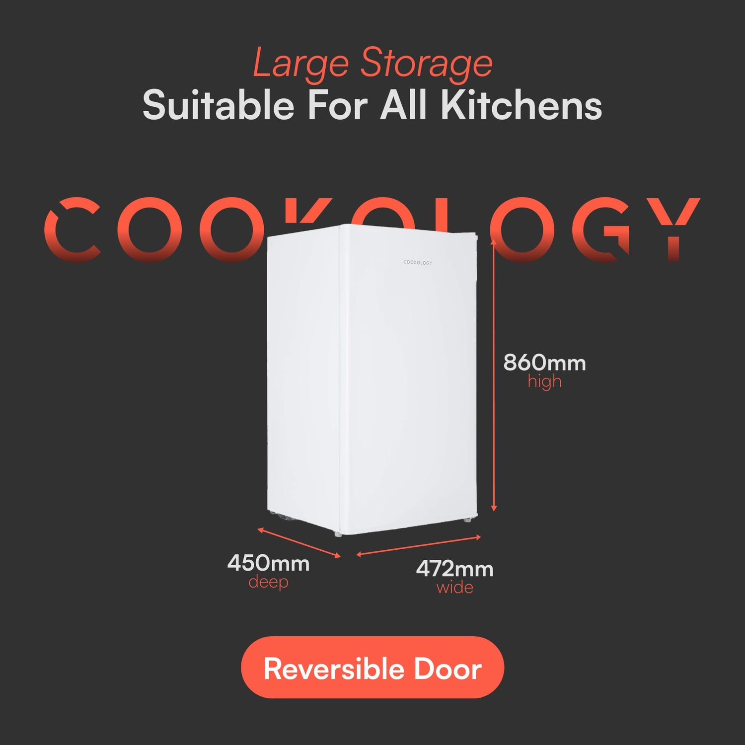Cookology UCIF93WH Freestanding under counter Fridge in White - 93 Litre Capacity