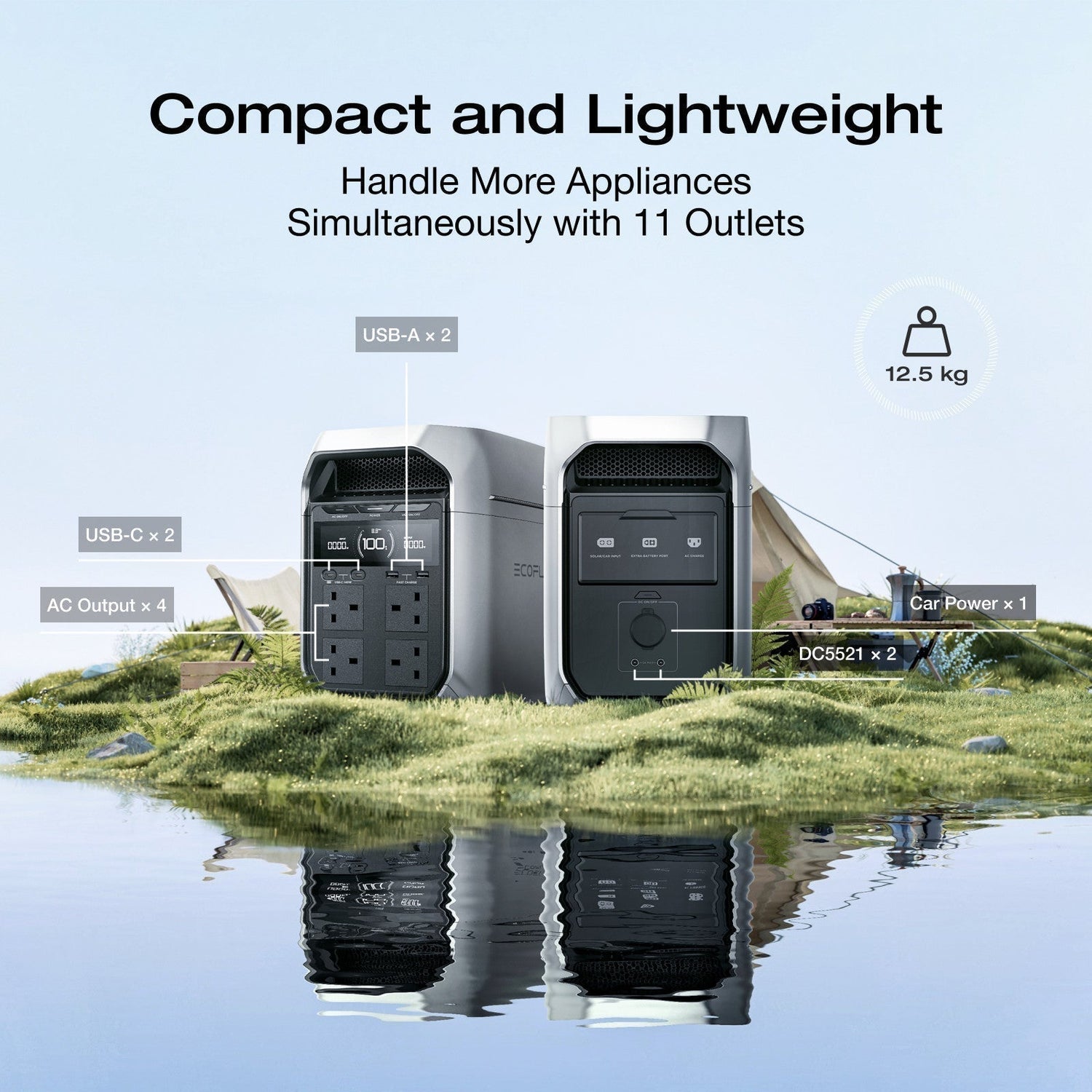 ECOFLOW DELTA 3 PLUS 1024Wh Portable Power Station Dual 500W Solar Input Ports